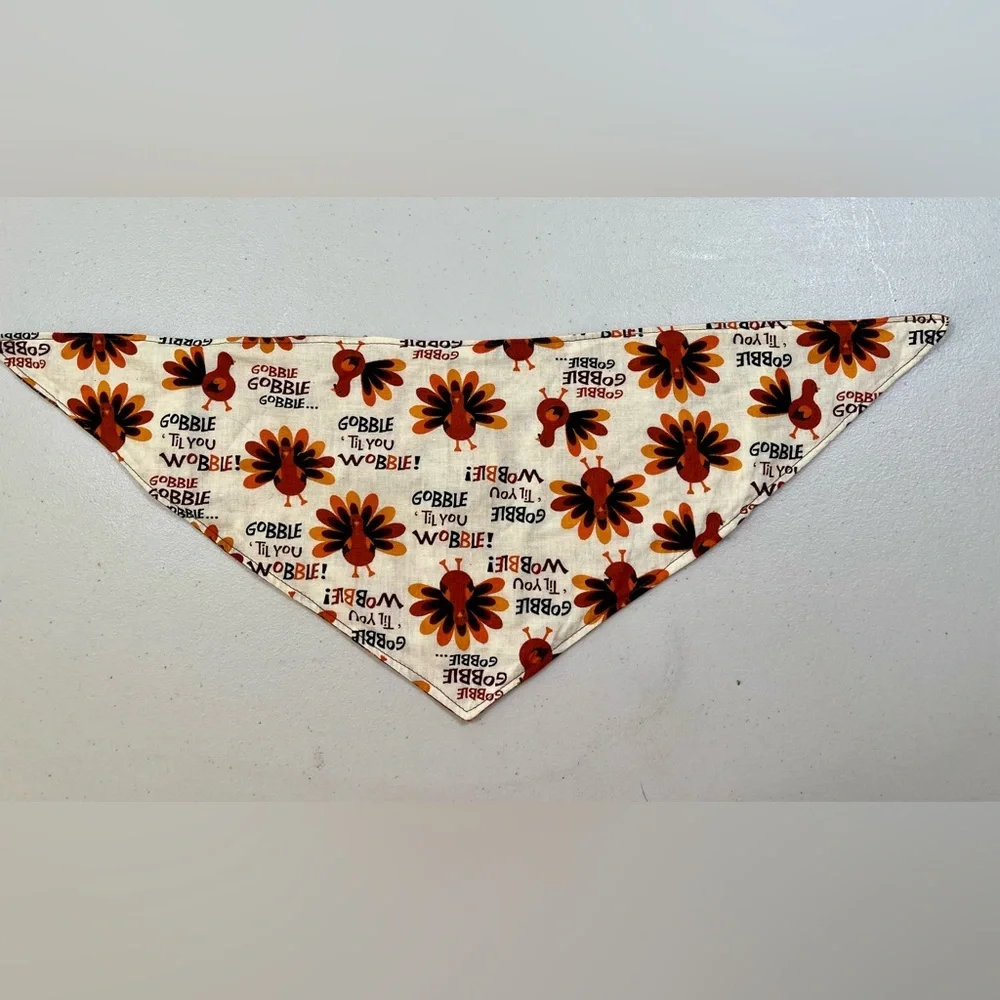 Two Autumn/ Thanksgiving “over the collar or tie” bandanna for pets.